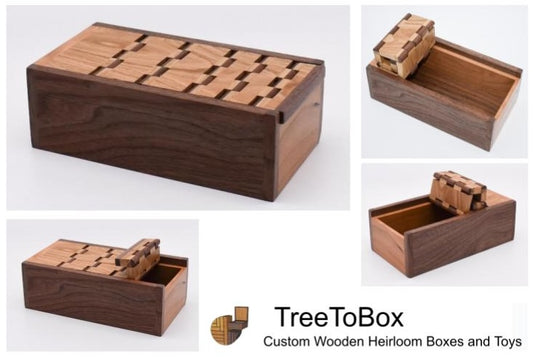 Available now Custom wooden 5 hinged rollup lid box - TreeToBox