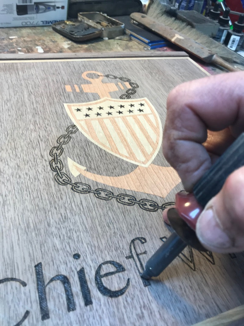 Wooden Coast Guard Chief Hat Box