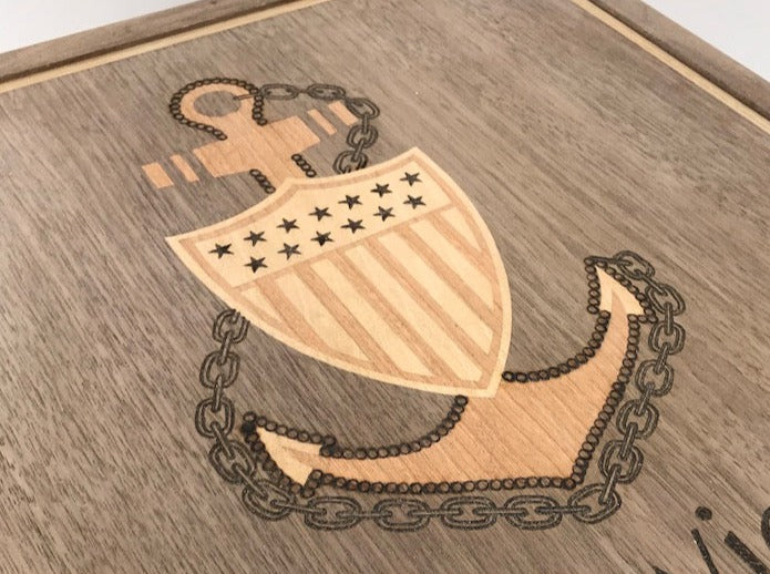 Wooden Coast Guard Chief Hat Box