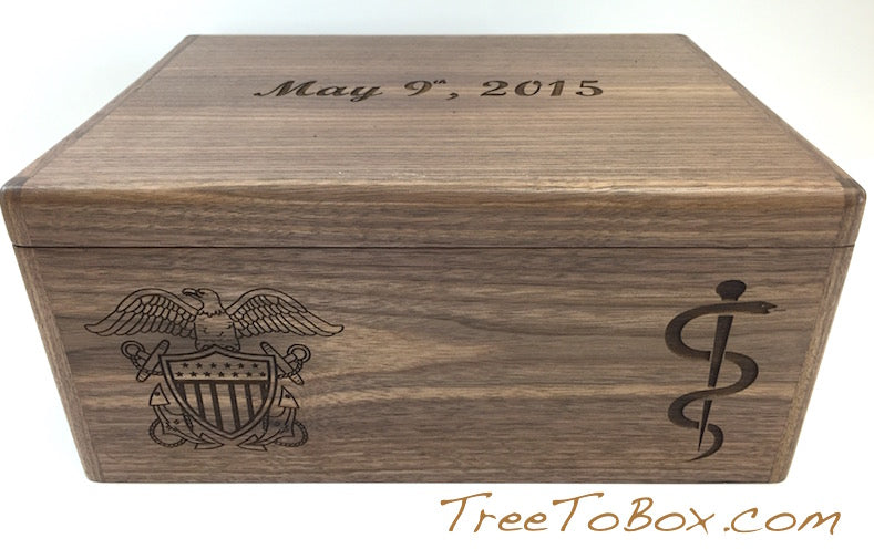 Wooden Gun box Custom Inlaid and woodburned - TreeToBox