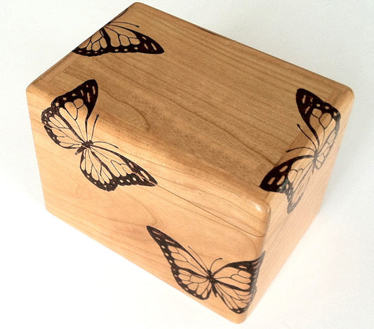 Cherry Wood Butterfly Recipe Box - TreeToBox
