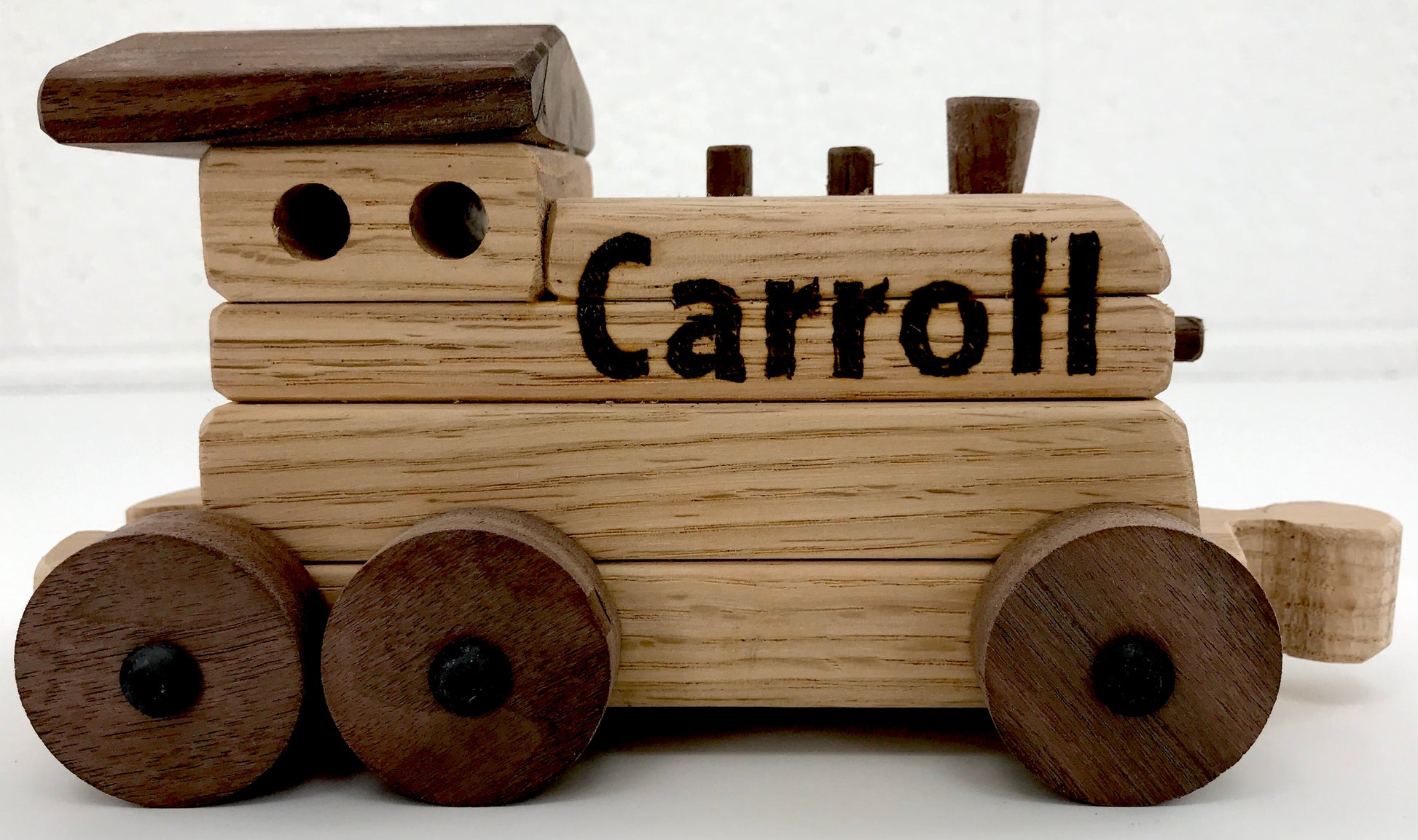 Custom wooden toy train set