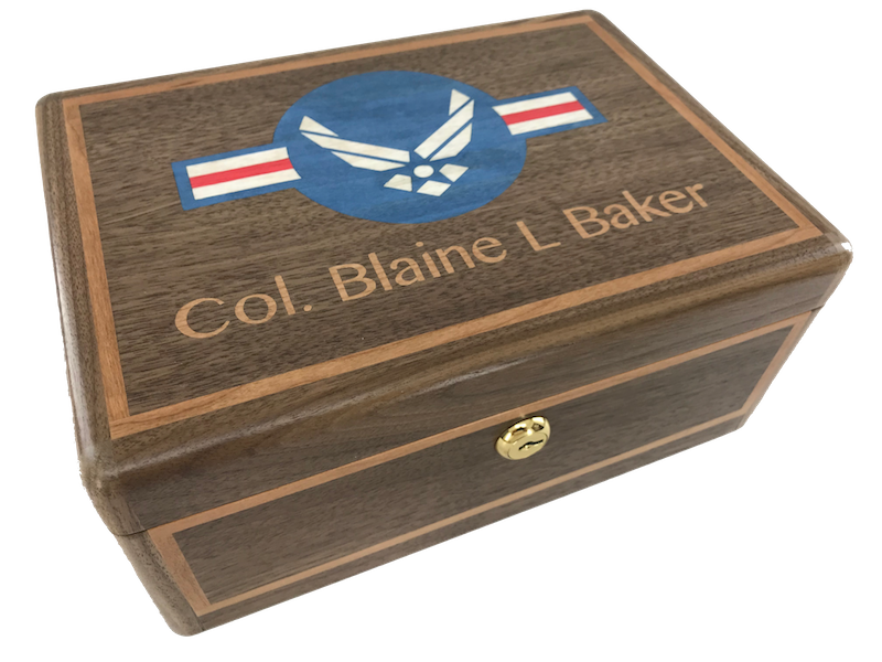 Wooden Gun box Custom Inlaid and woodburned - TreeToBox