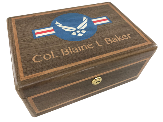 Wooden Gun box Custom Inlaid and woodburned - TreeToBox