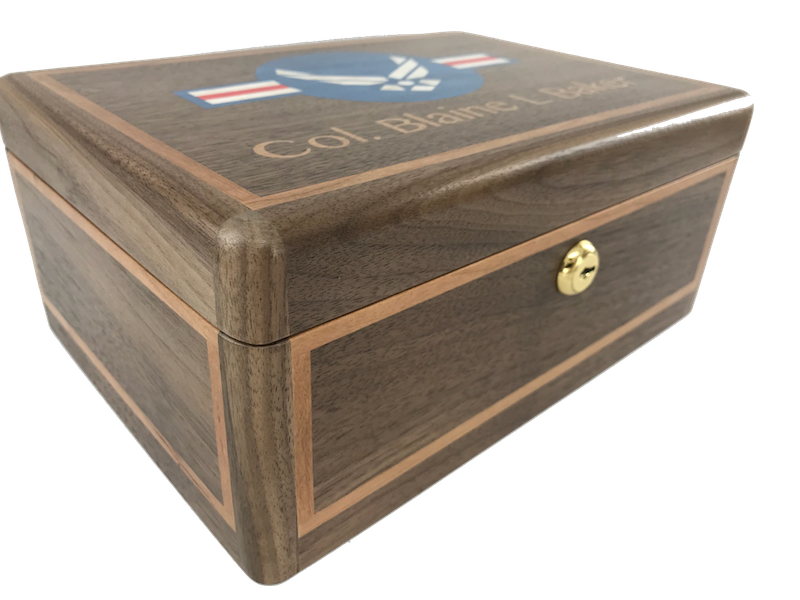 Wooden Gun box Custom Inlaid and woodburned - TreeToBox