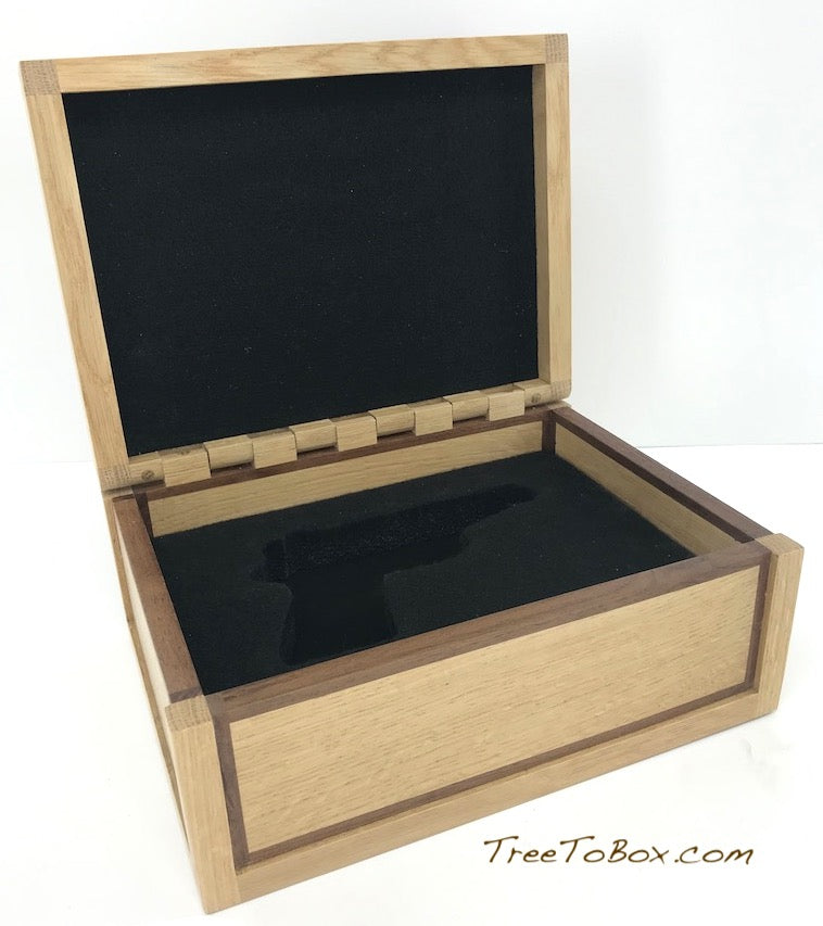 Wooden Gun box Custom Inlaid and woodburned - TreeToBox