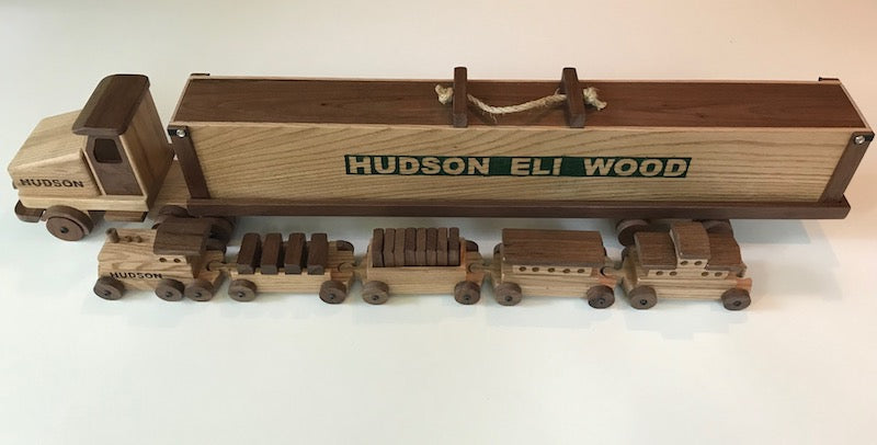 Custom wooden toy train set