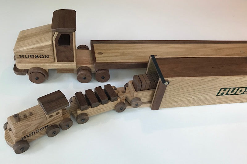 Custom wooden toy train set