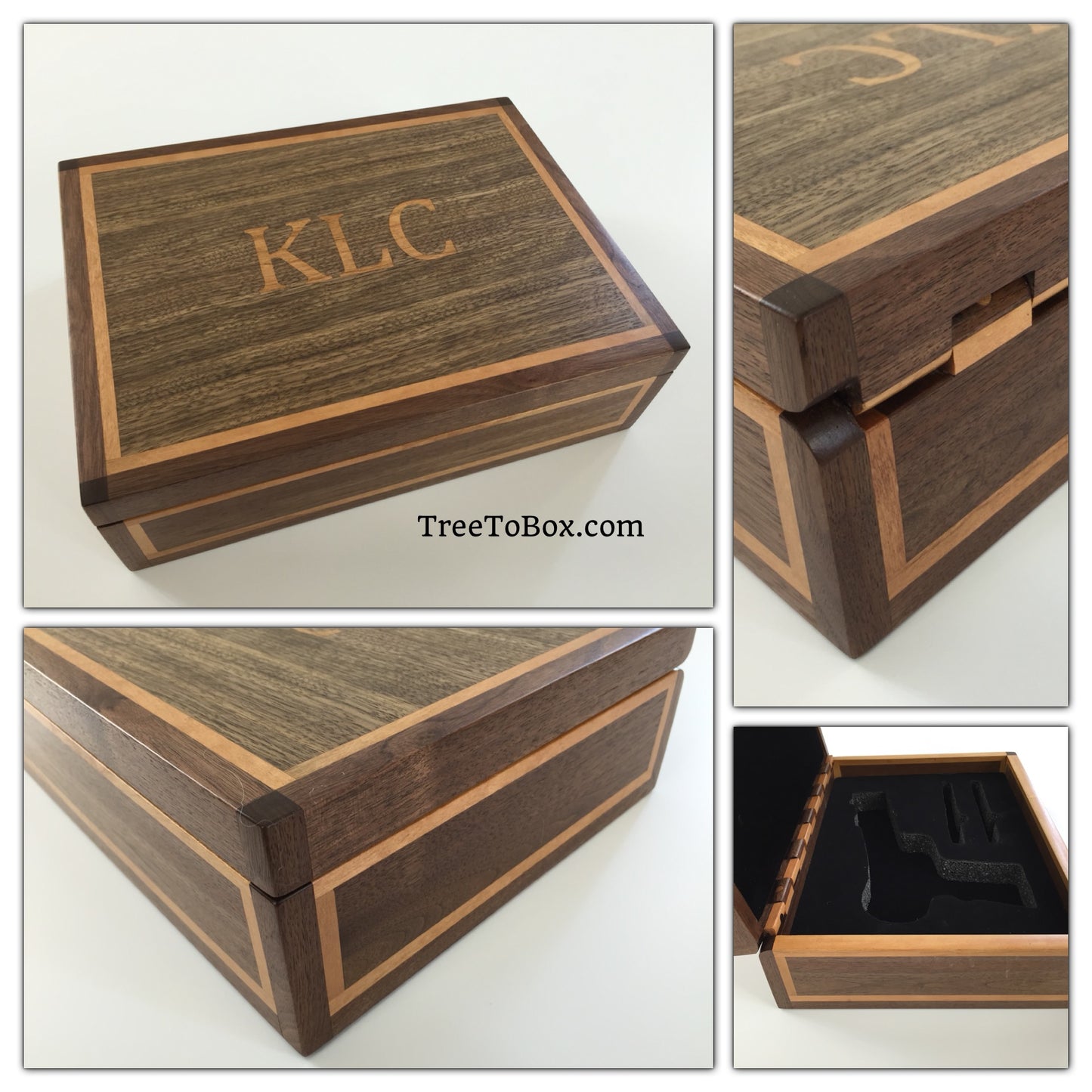 Wooden Gun box Custom Inlaid and woodburned - TreeToBox