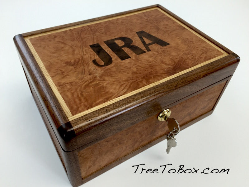 Wooden Gun box Custom Inlaid and woodburned - TreeToBox