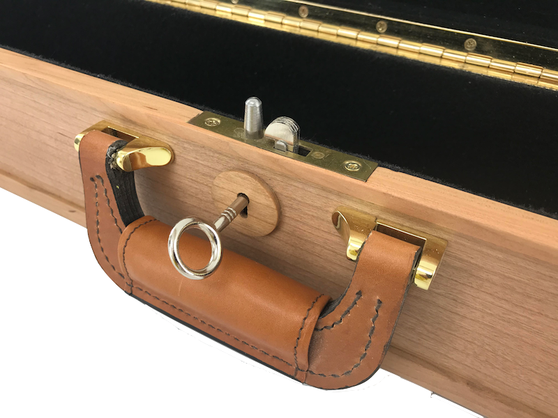 Wooden sword case lock and handle