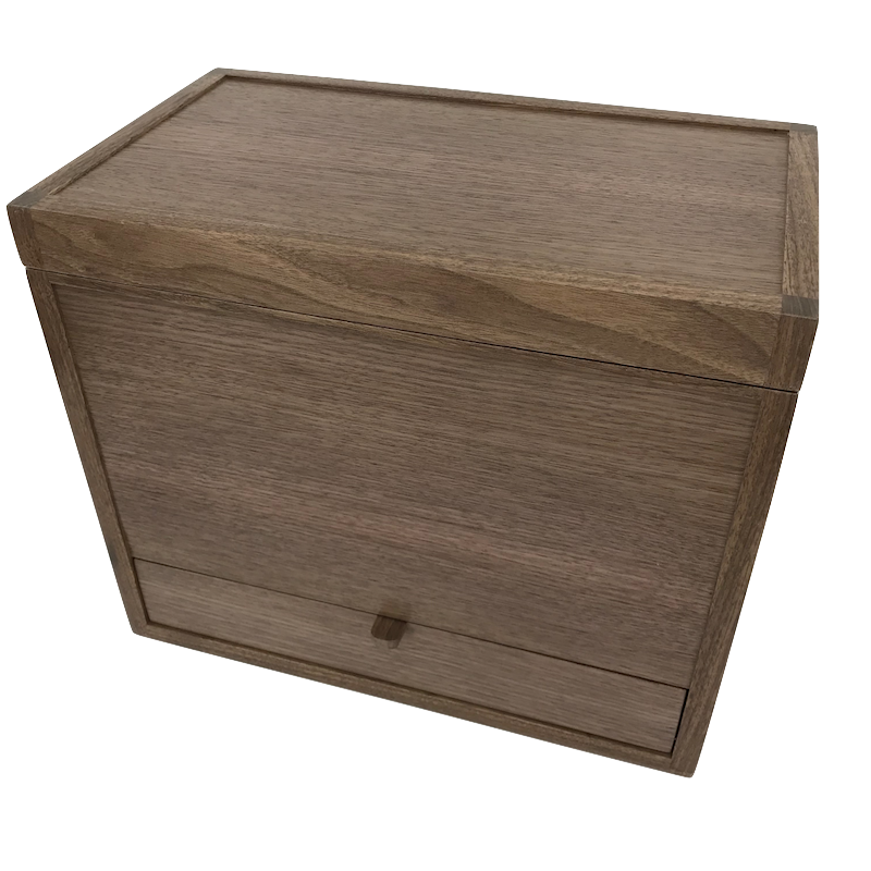 Wooden keepsake box with drawer
