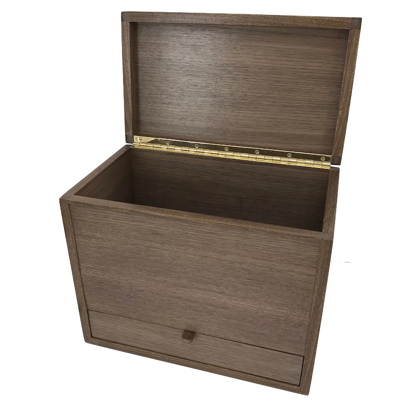 Wooden keepsake box with drawer