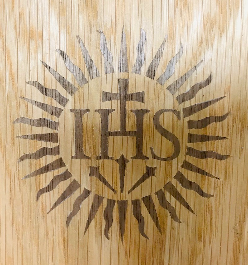 Custom Wooden Tabernacle with Inlaid IHS Sunburst