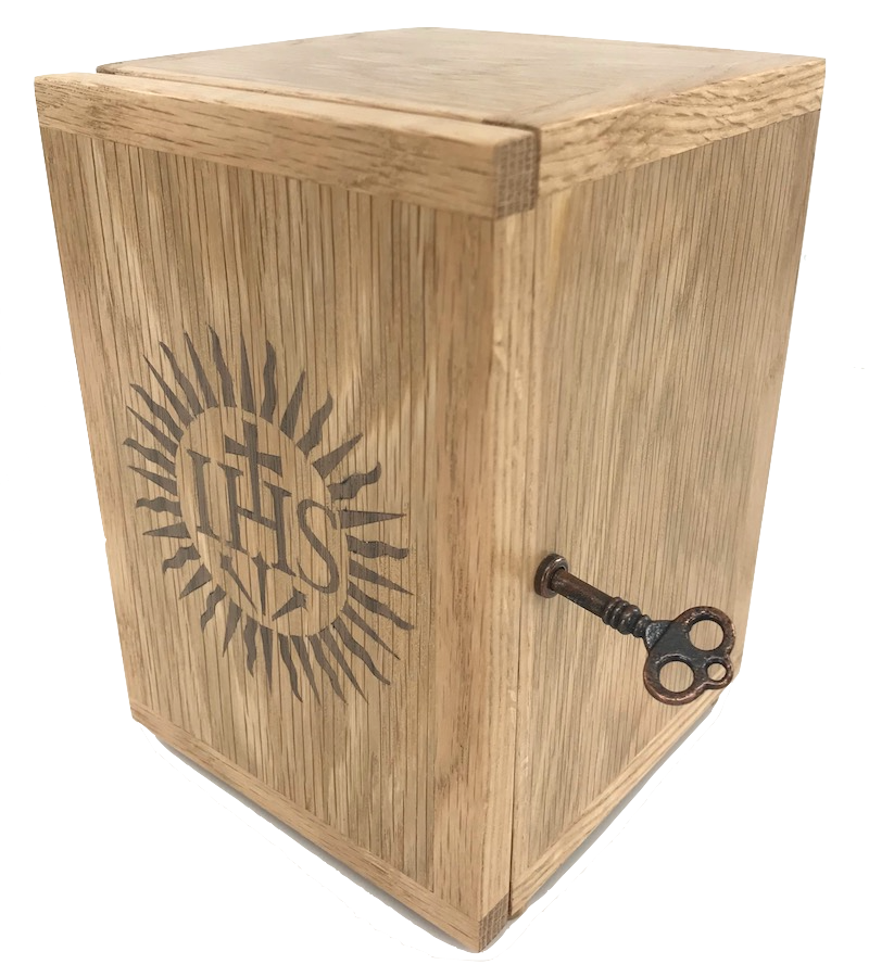 Custom Wooden Tabernacle with Inlaid IHS Sunburst