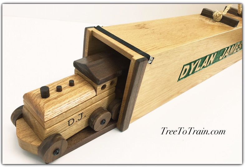 Custom wooden toy train set