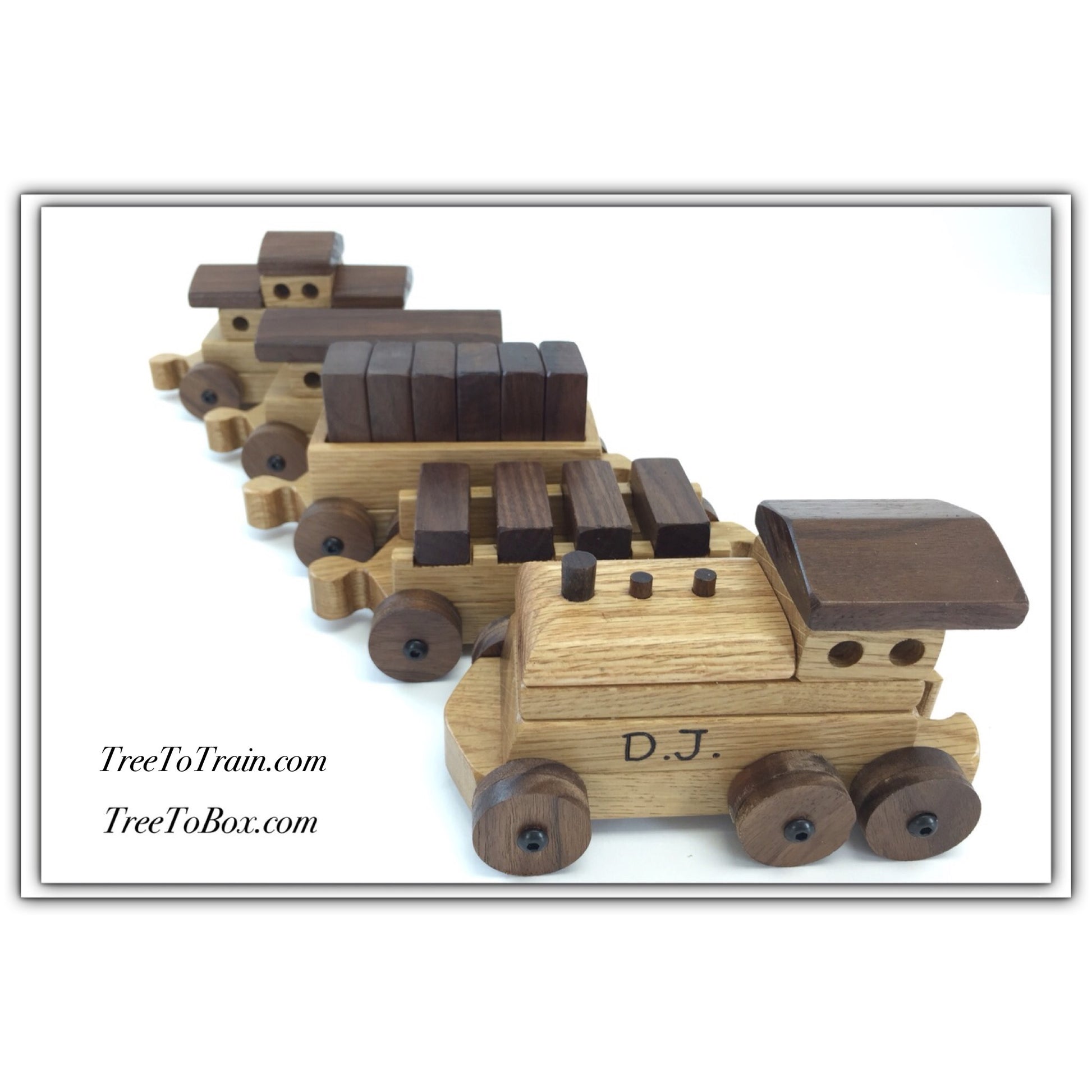Custom wooden toy train set