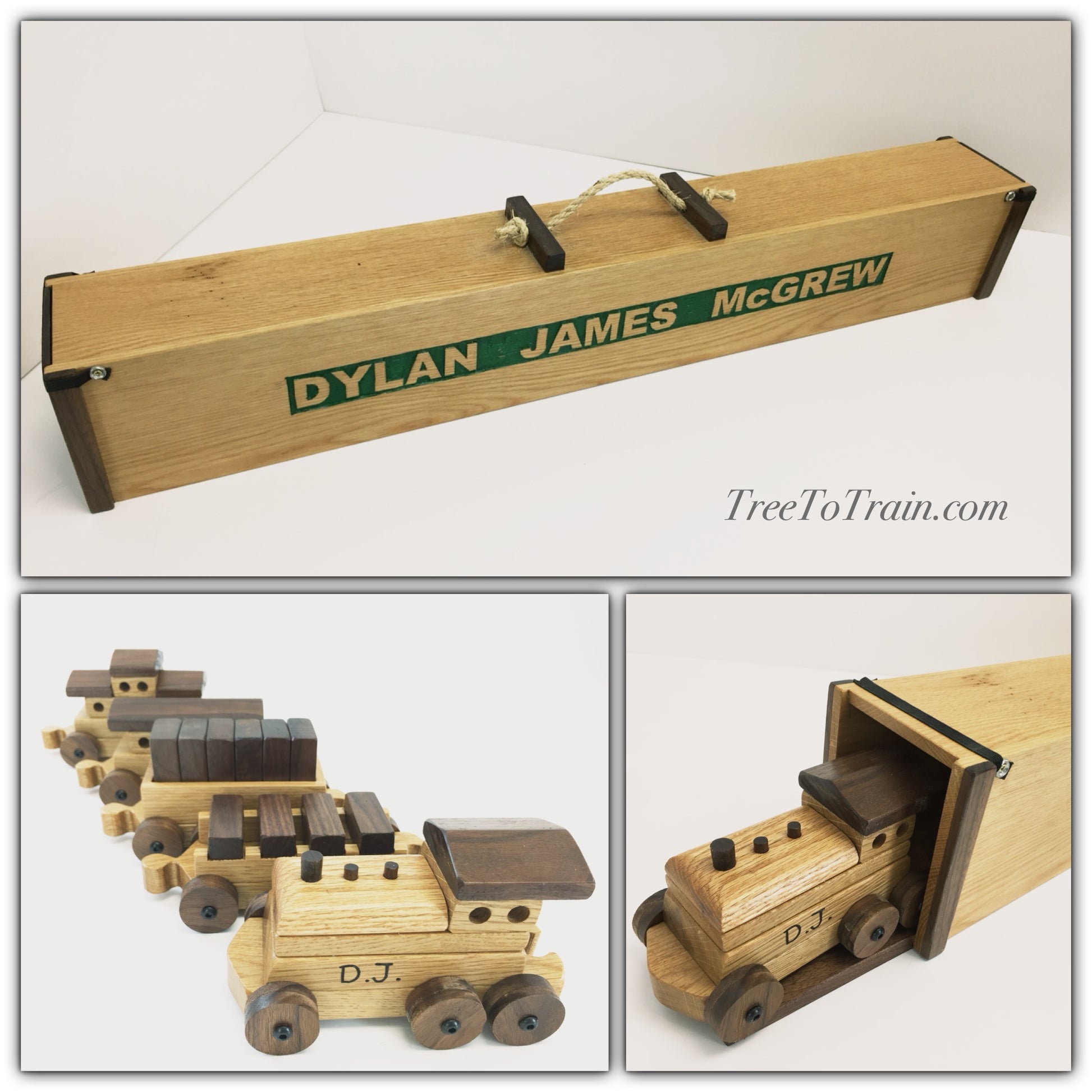 Custom wooden toy train set