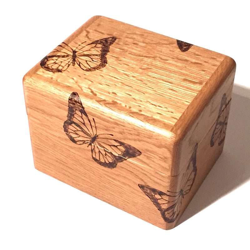 Oak Wood Butterfly Recipe Box - TreeToBox