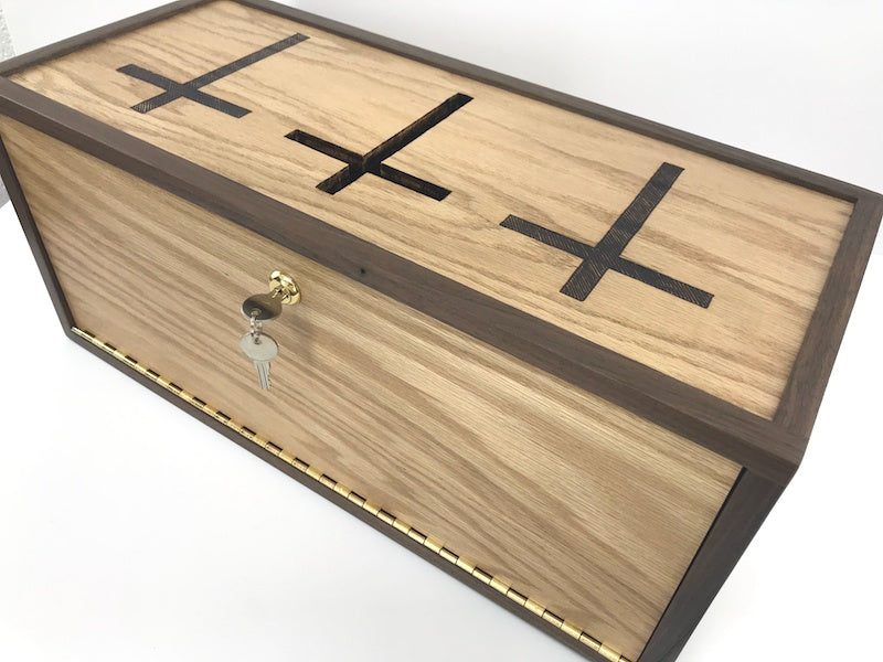 Wooden Prayer box with Three Crosses - TreeToBox