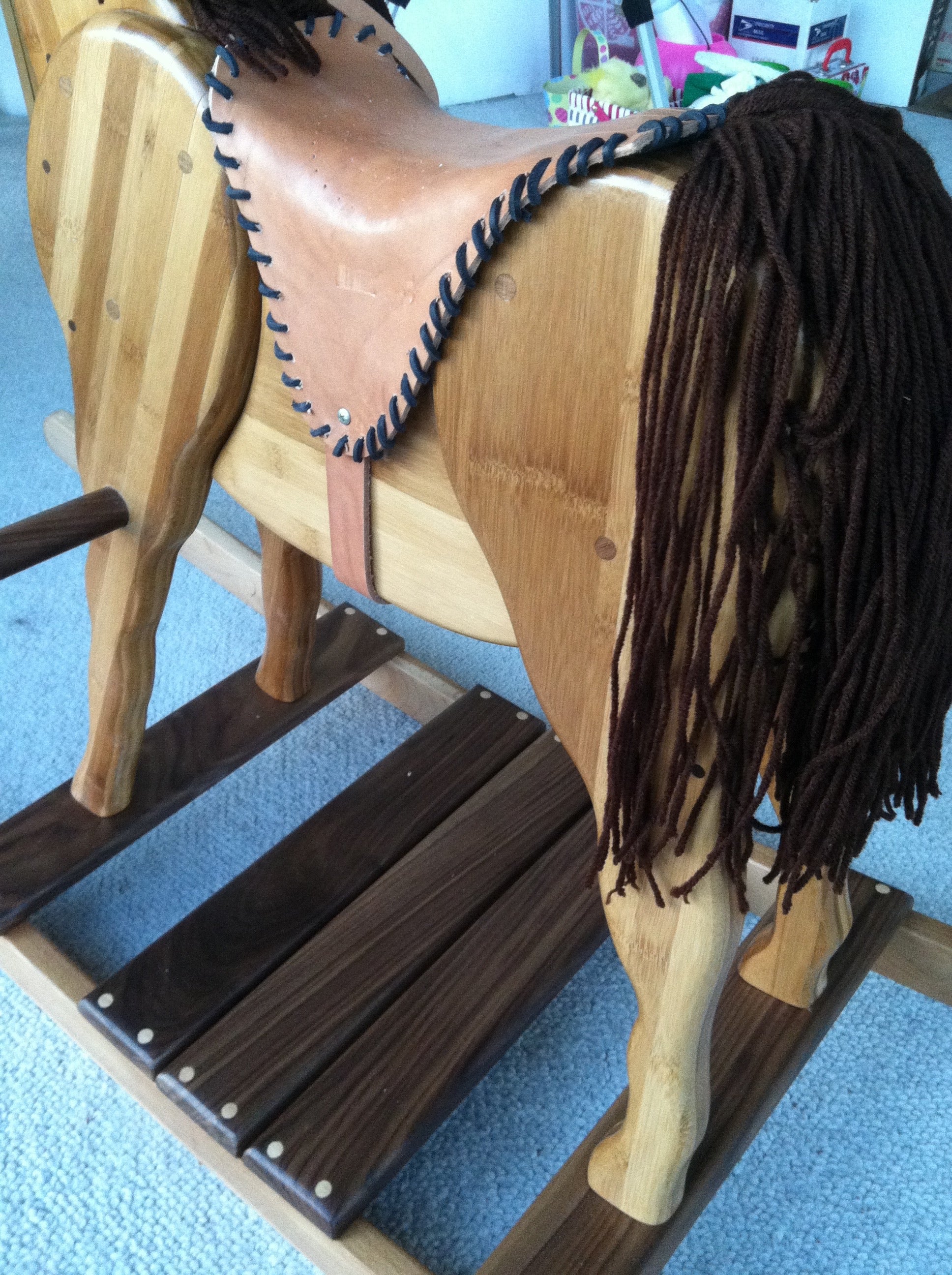 Wooden Rocking Horse in Beech, Bamboo and Black Walnut - TreeToBox