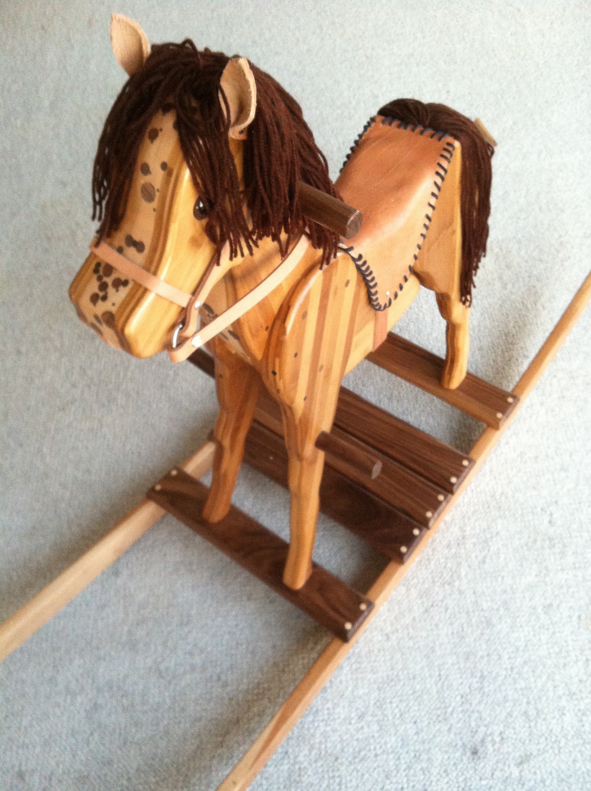 Wooden Rocking Horse in Beech, Bamboo and Black Walnut - TreeToBox