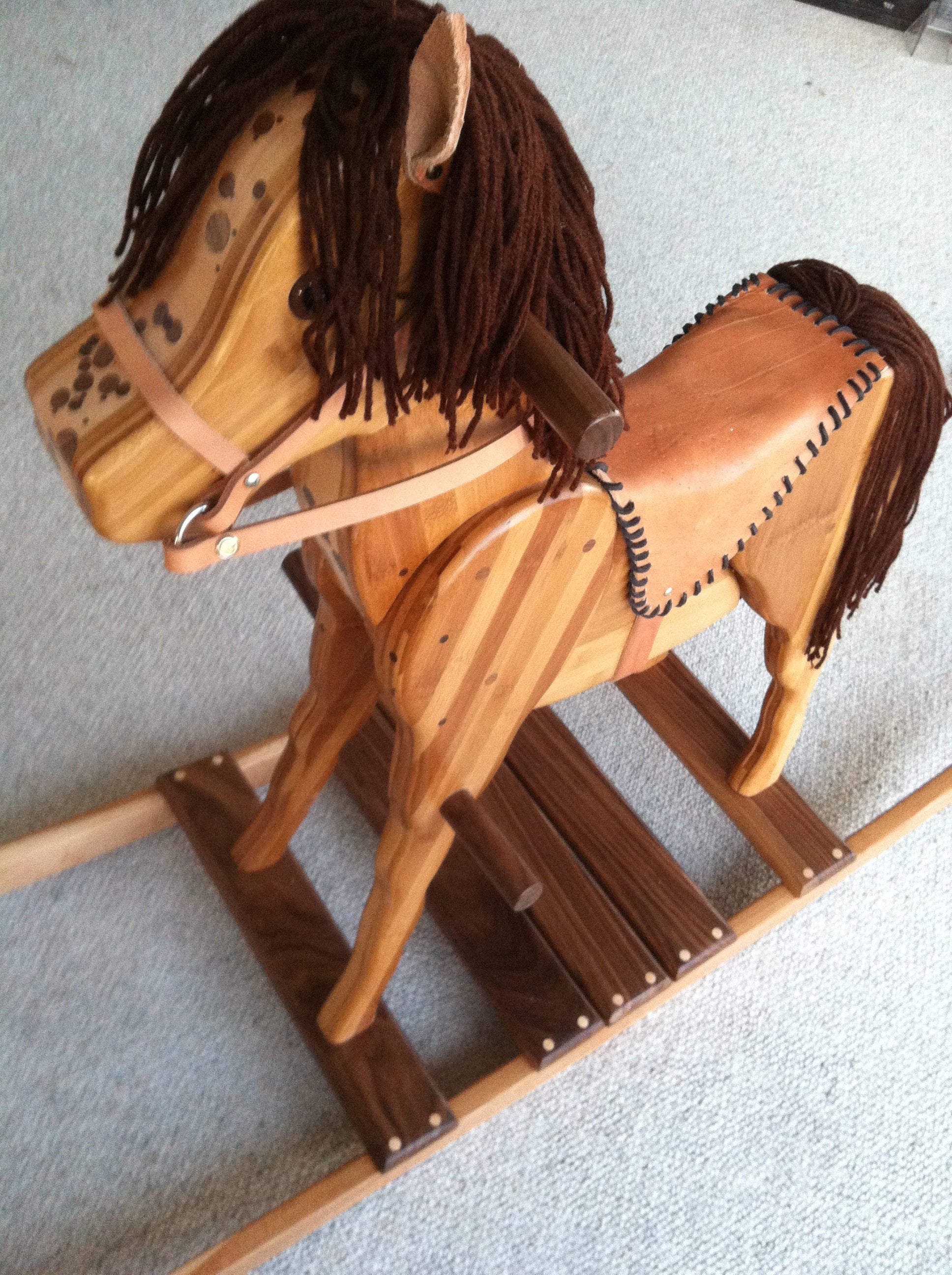 Wooden Rocking Horse in Beech, Bamboo and Black Walnut - TreeToBox