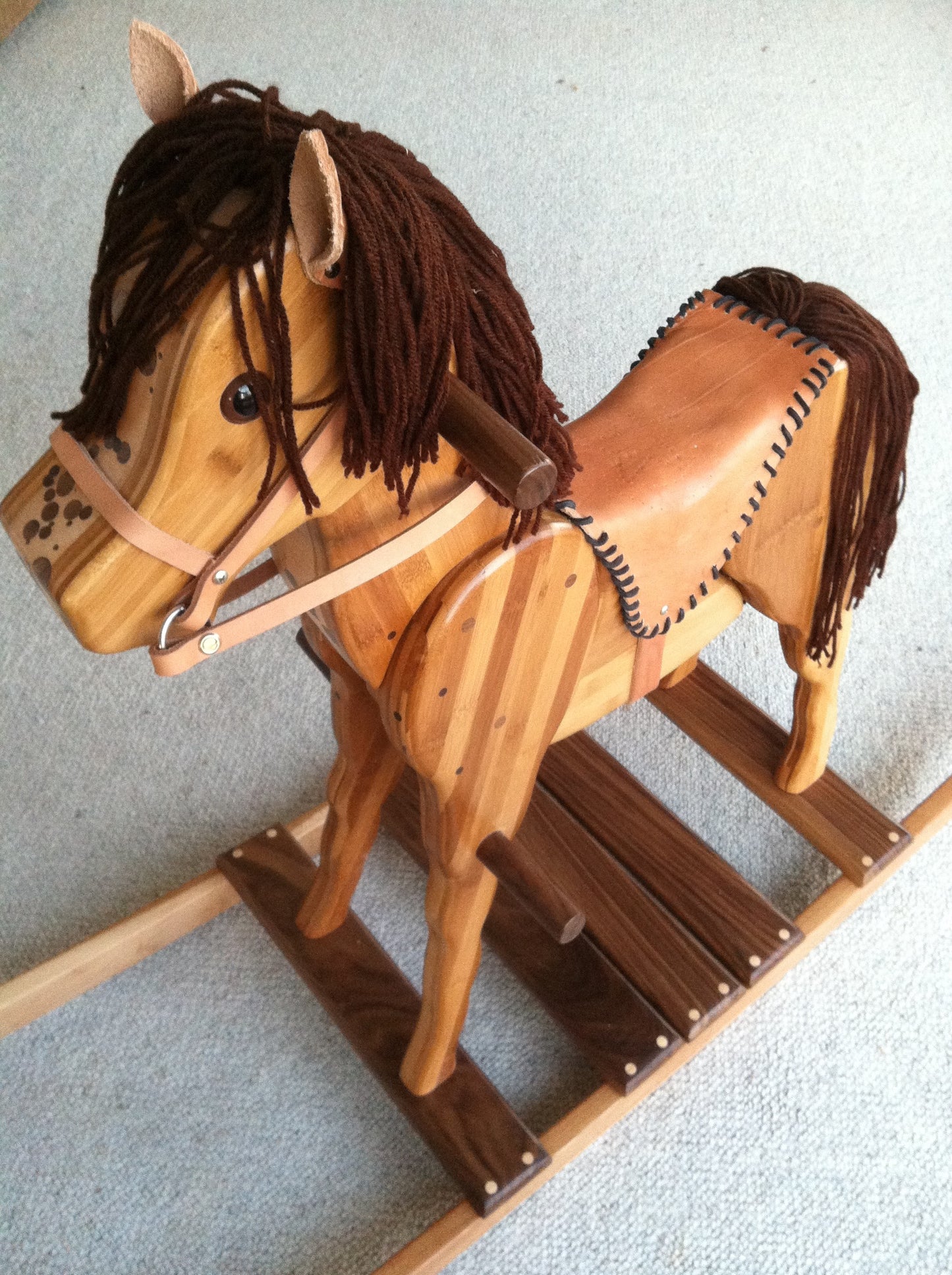 Wooden Rocking Horse in Beech, Bamboo and Black Walnut - TreeToBox