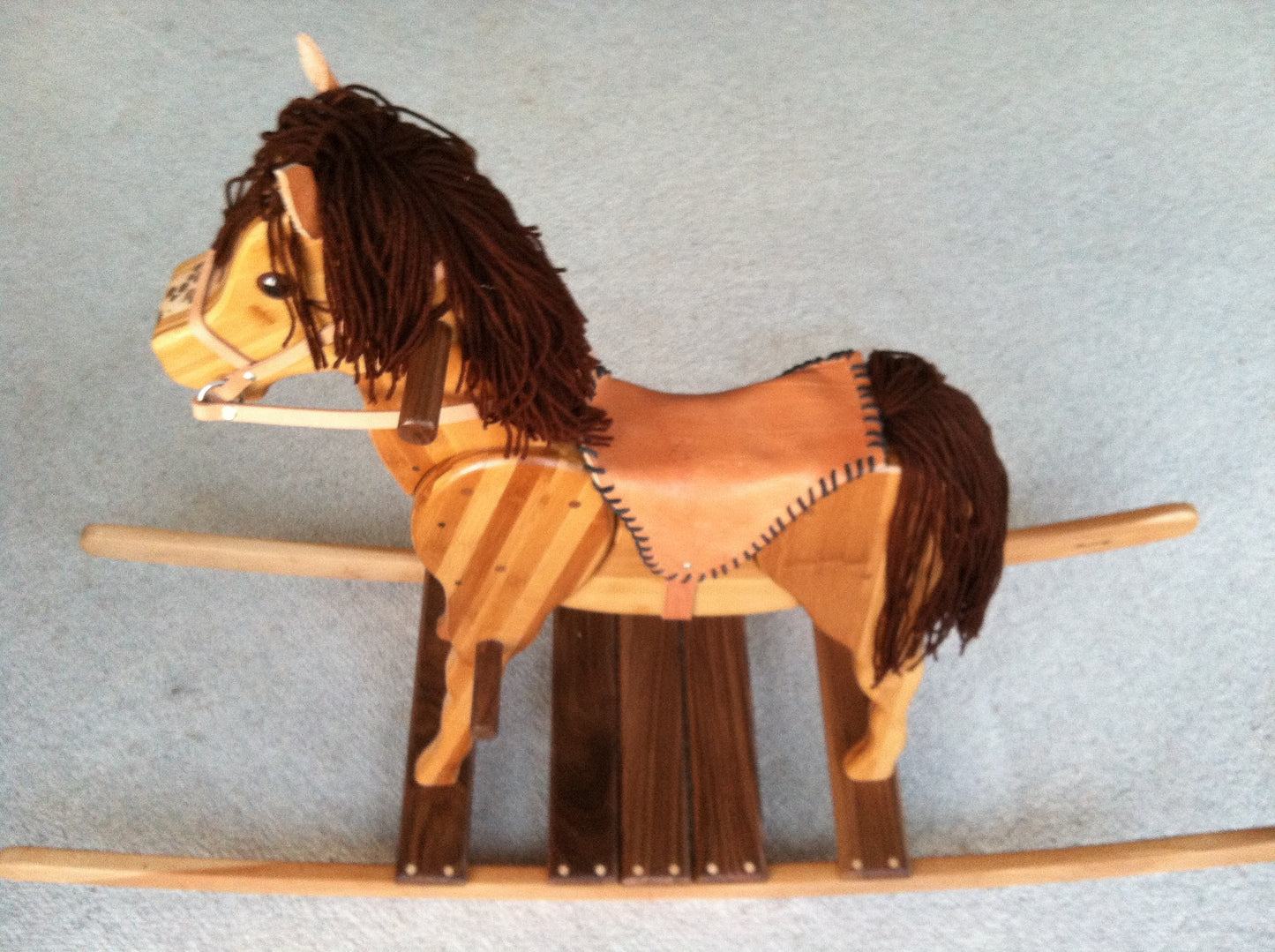 Wooden Rocking Horse in Beech, Bamboo and Black Walnut - TreeToBox