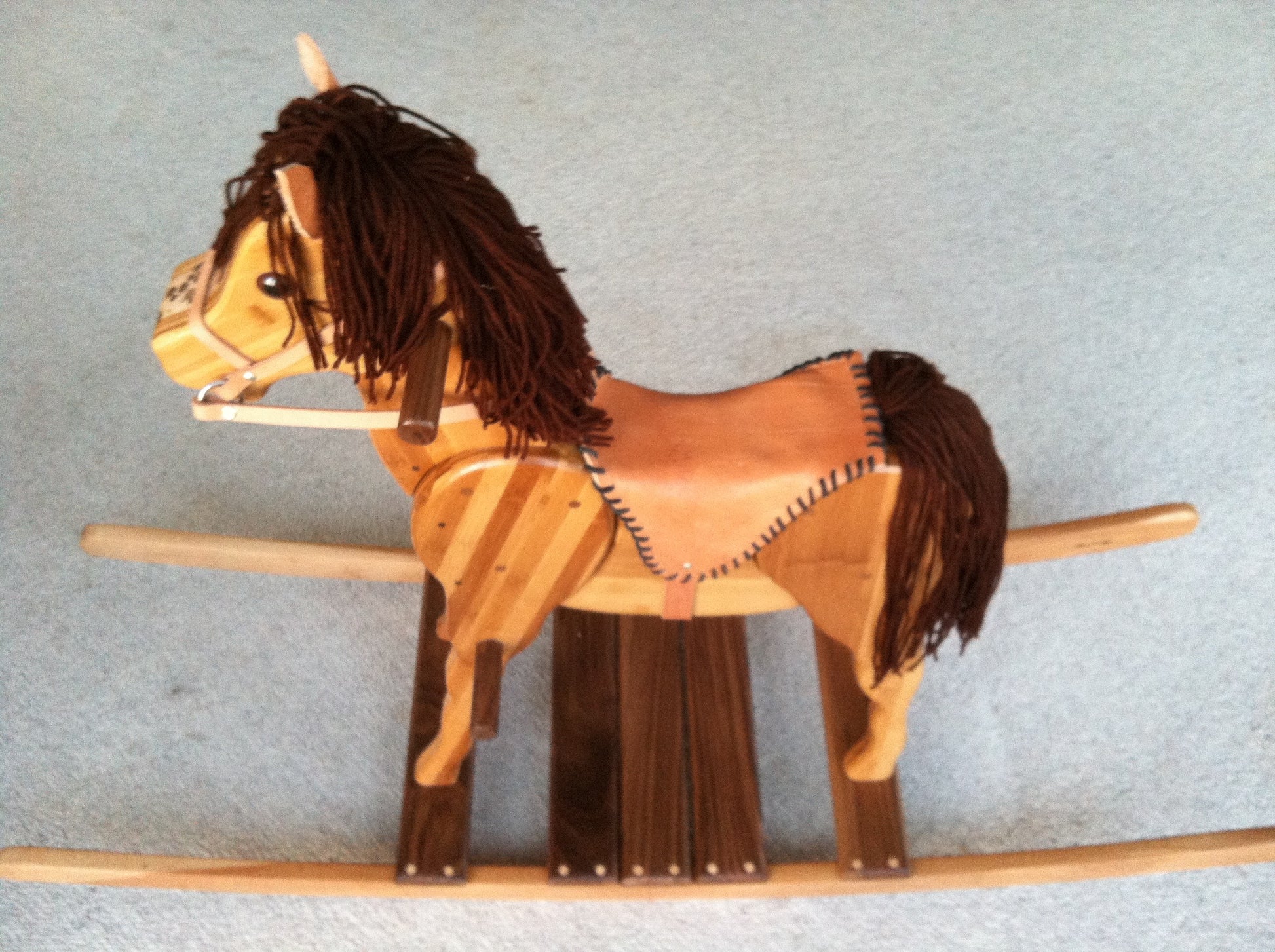 Wooden Rocking Horse in Beech, Bamboo and Black Walnut - TreeToBox