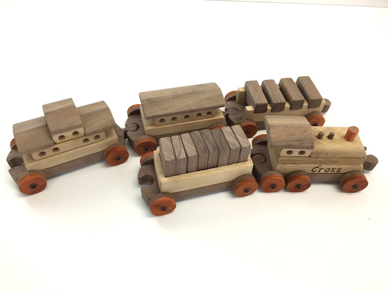 Custom wooden toy train set