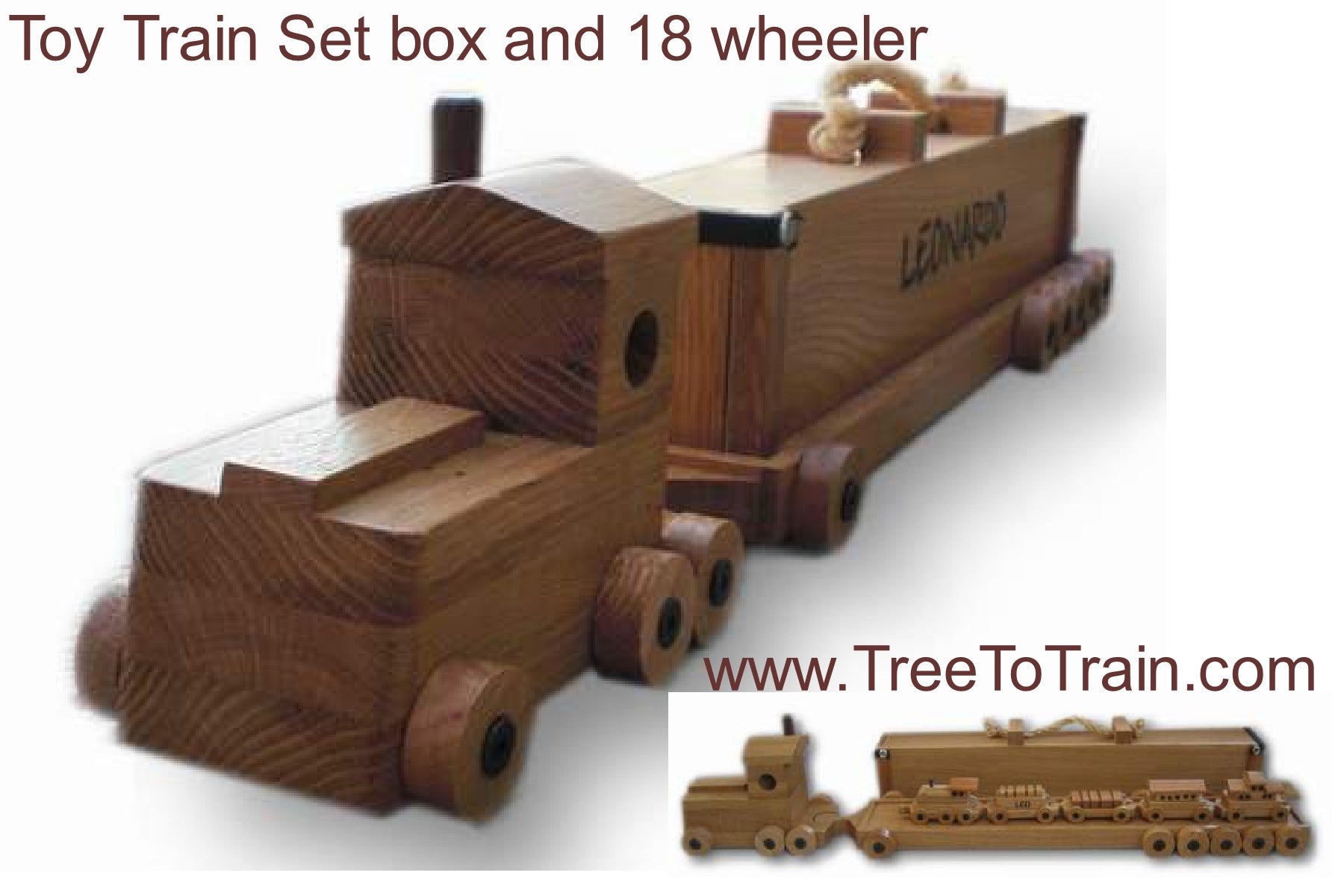 Custom wooden toy train set