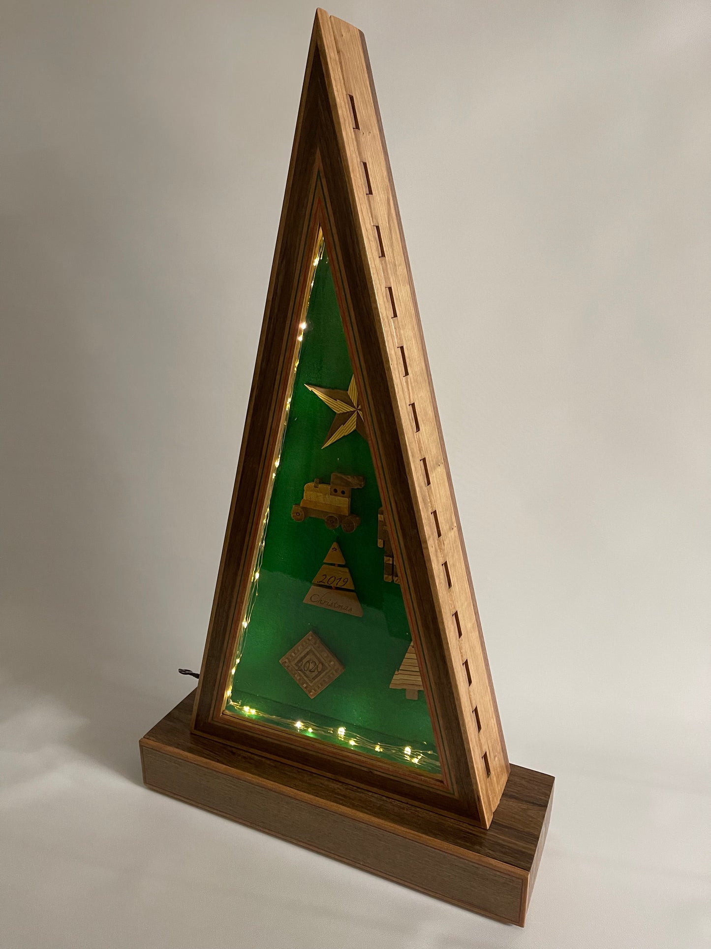 Wooden Triangle Display Cabinet - TreeToBox