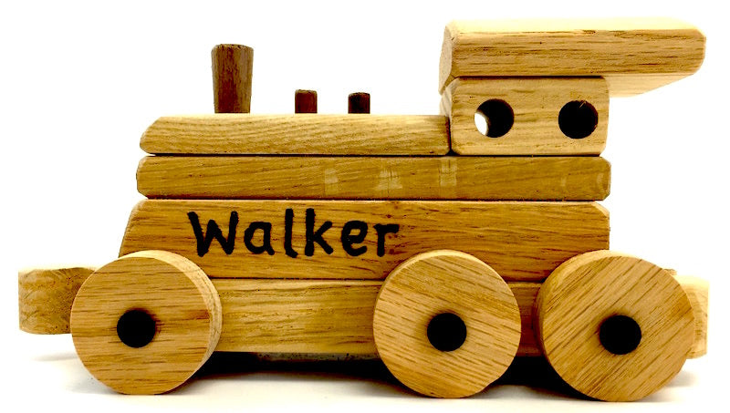 Custom wooden toy train set