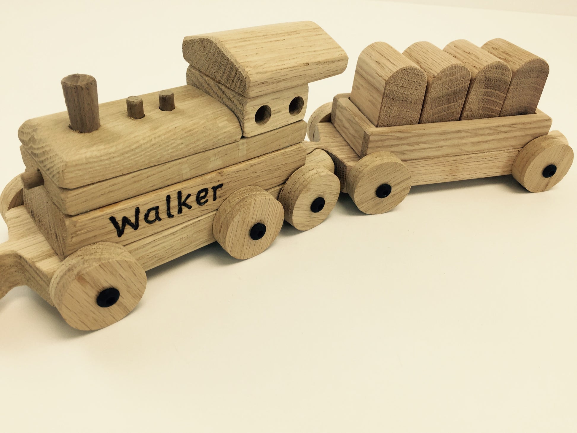 Custom wooden toy train set