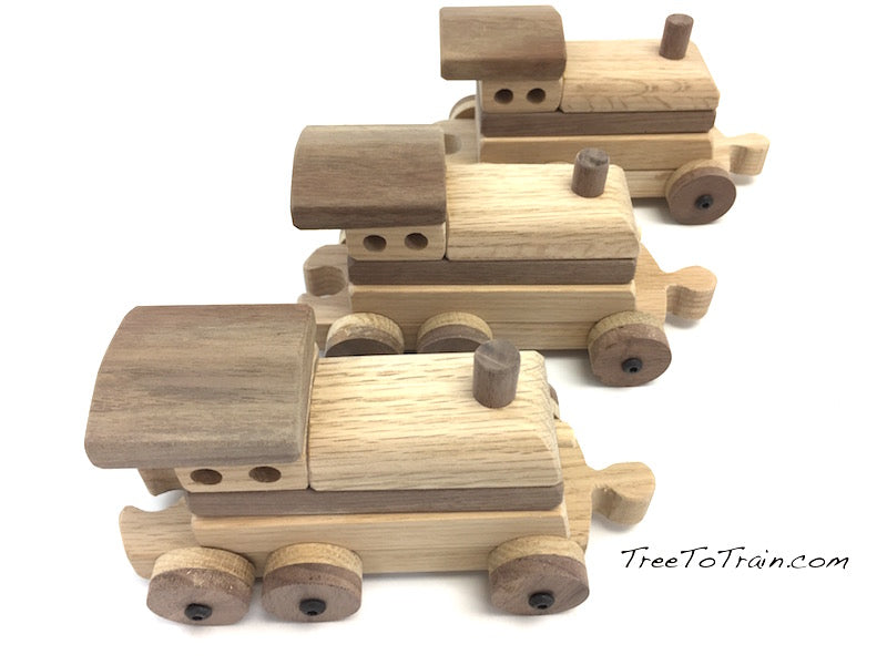 Custom wooden toy train set