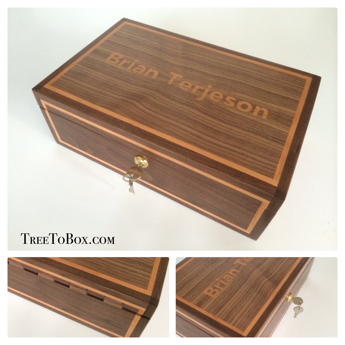 Wooden Gun box Custom Inlaid and woodburned - TreeToBox