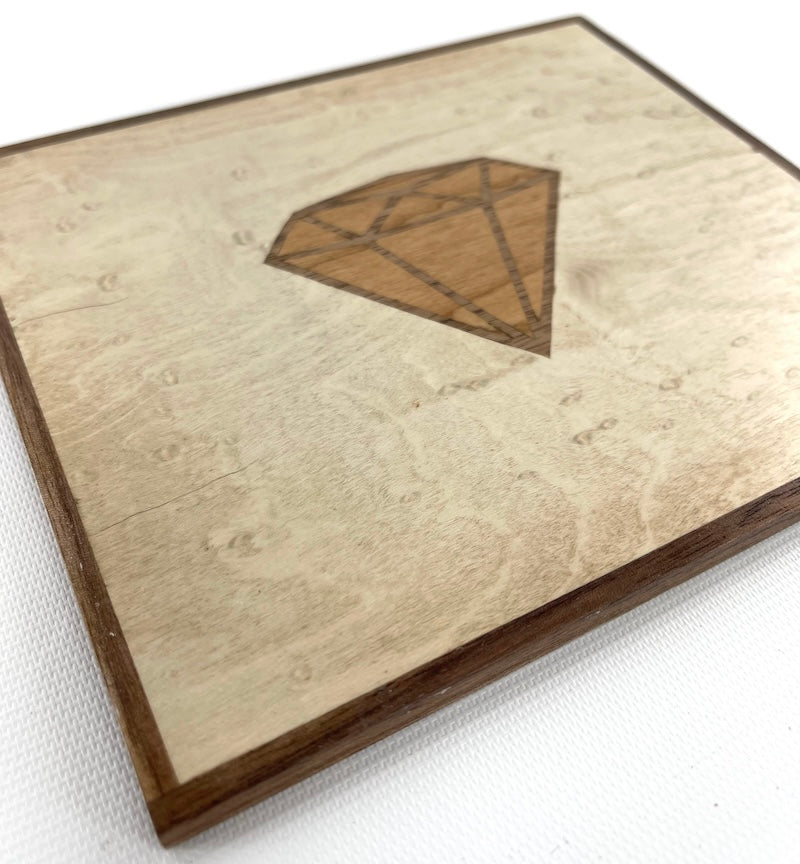 Available now Diamond on Birdseye Maple wood decoration - TreeToBox