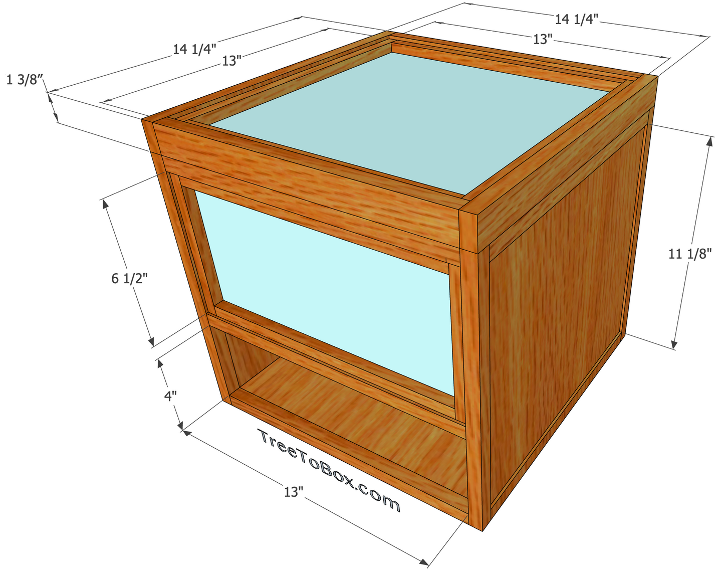 Plans for Hat Box with Glass Top and Front and shelf