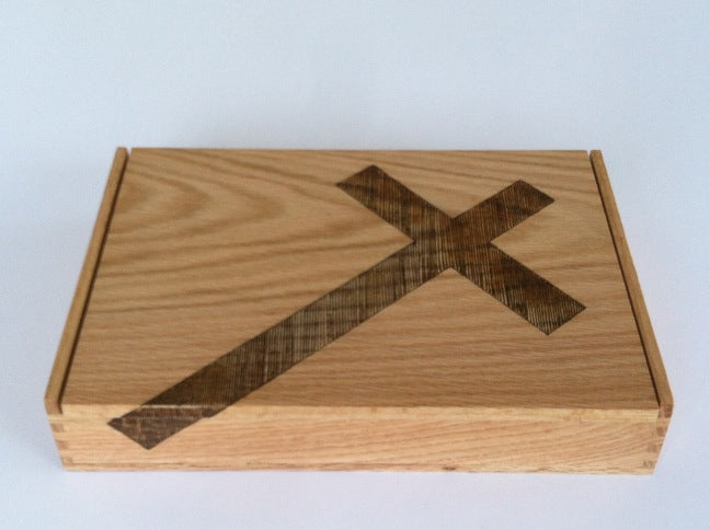 Available now Oak wood Bible box 10-3/8" x 6-5/8" x 1-3/8" - TreeToBox