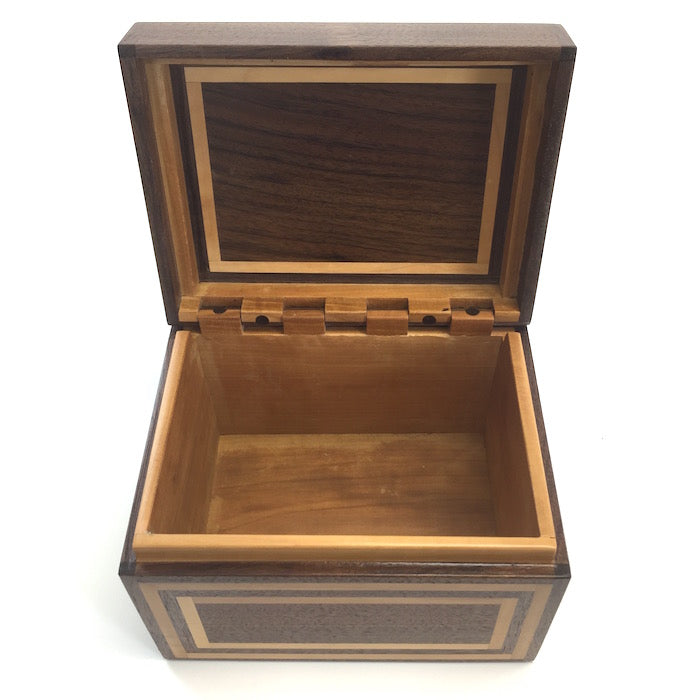 Custom wooden recipe box interior