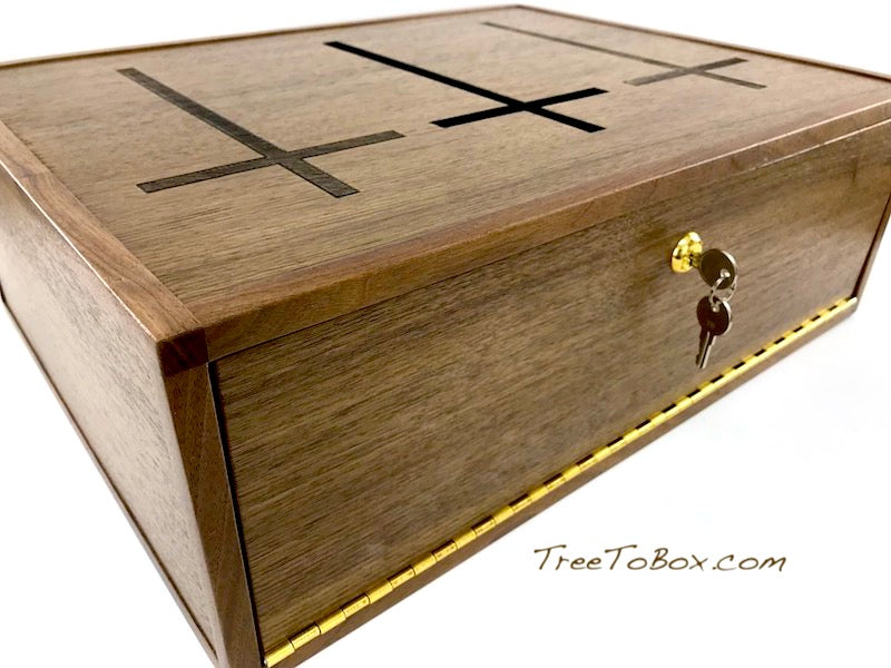 Wooden Prayer box with Three Crosses - TreeToBox