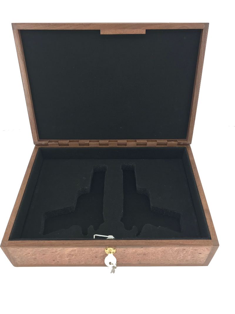 Wooden Gun box Custom Inlaid and woodburned - TreeToBox