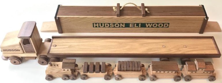 Custom wooden toy train set