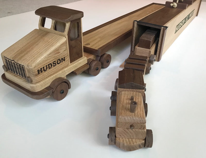 Custom wooden toy train set