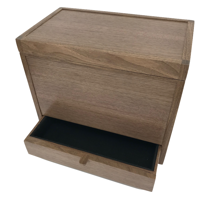 Wooden keepsake box with drawer