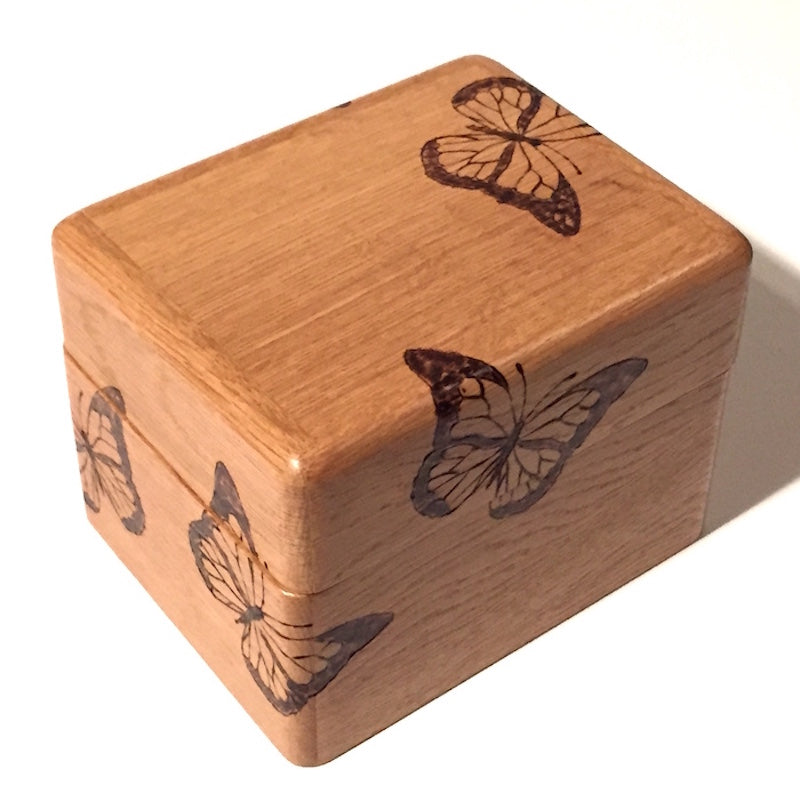 Oak Wood Butterfly Recipe Box - TreeToBox