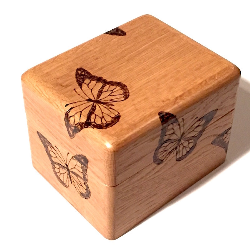 Oak Wood Butterfly Recipe Box - TreeToBox