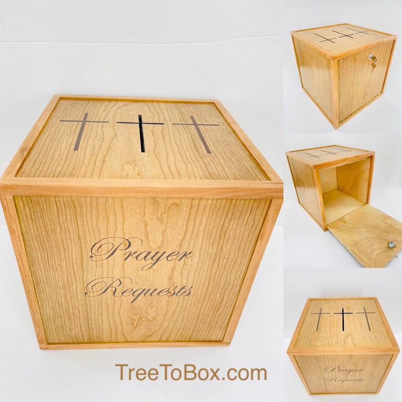 Wooden Prayer box with Three Crosses<p><h5><span style="color: #2b00ff;">(Base price shown) - TreeToBox