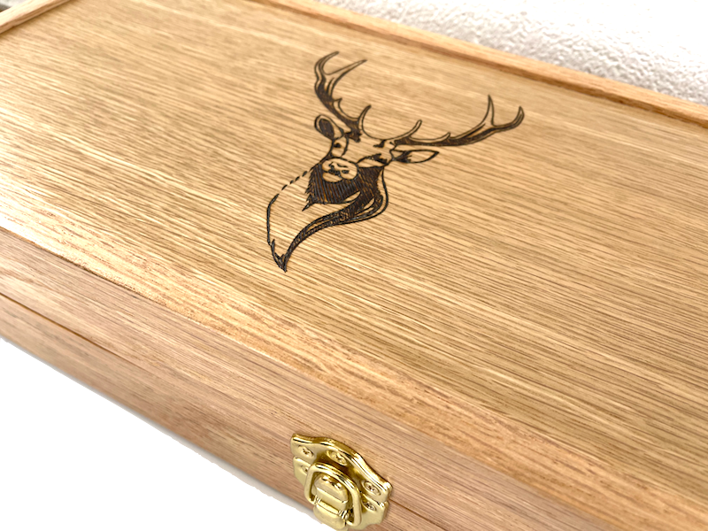 Custom Wooden rifle case woodburned Buck